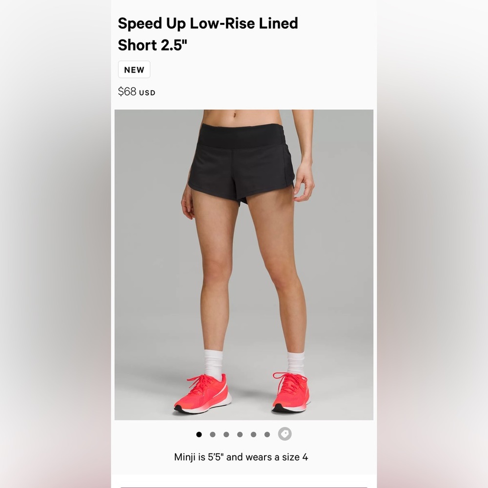Black Lululemon Speed Ups 2.5” Size 4